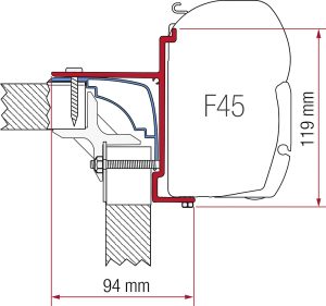 Adapterkit 4-tlg. zu Wandmarkise Fiamma F45 S / F45 L Bürstner / Laika Ecovip / Hobby