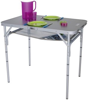 Tisch Eurotrail Monnai mit Netzablage Alu Farbe grau