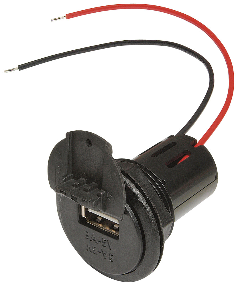 USB-Einbaubuchse 12-24VDC/5V USB-A-Chassis2Port mit Kappe - MüKRA