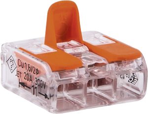 Wagoklemme transparent 3 Farbe transparent - orange wieder lösbar 50 Stück