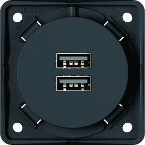 USB Ladesteckdose 2 fach anthrazit matt