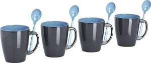Henkelbecher Melamin Grey Line, 4-teilig