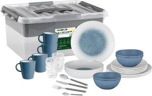 Geschirrset Melamin BRUNNER Meteore Azur All inclusive VIP 40-tlg. Farbe weiß / blau