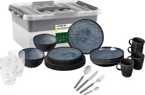 Geschirrset Melamin BRUNNER Venetian All inclusive VIP 40-tlg. Farbe schwarz / blau