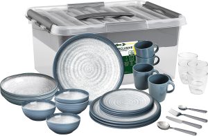 Geschirrset Melamin BRUNNER Tuscany All inclusive VIP 40-tlg. Farbe creme / blau