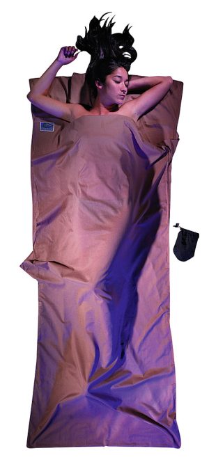 Leicht-Reiseschlafsack Cocoon ägyptische Baumwolle 220 x 90 cm Farbe khaki