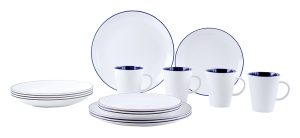 Geschirrset Linea Blue 16-tlg. weiß/blau