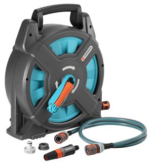Kit pour dévidoir portable 15 Classic GARDENA cplt. avec flexible 16,5 m, pièces système et lance