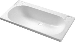 Waschbecken Carysan tiefe Mulde 642 x 160 x 343 mm Farbe weiß