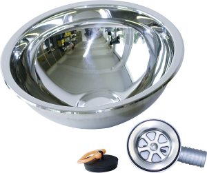 Vasque encastrable ronde en inox avec vidage