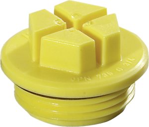 Gewindestopfen für 3 / 4 Zoll - Gewinde mit Dichtung Farbe gelb