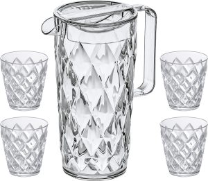 Kanne + Becher koziol CRYSTAL Kanne 1,6 l + 4 Becher 250 ml Farbe crystal clear