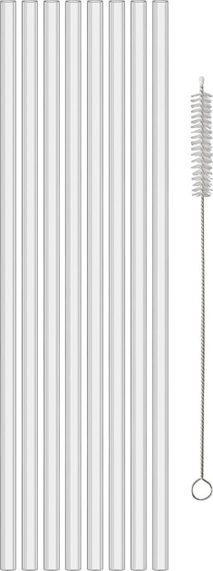 Sicherheits-Trinkhalme koziol CHEERS STRAWS 27 cm mit Bürste 8er-Set