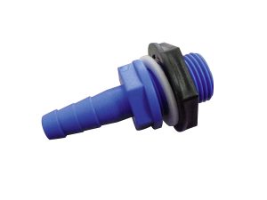 Tankanaschlussteil gerade 1 / 2 Zoll x 10 / 12 mm mit Dichtung und Mutter Farbe blau