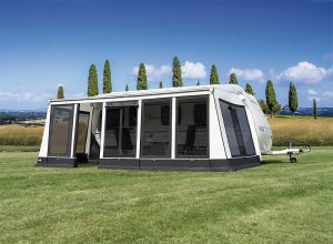 Auvent de caravane Rolli Plus Modul, profondeur 250 cm, noir / blanc