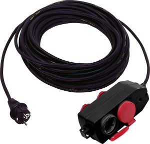 Anschlusskabel Weingärtner 230 V / 16 A mit 4-fach Steckdosenblock Kabellänge 10 m Farbe schwarz