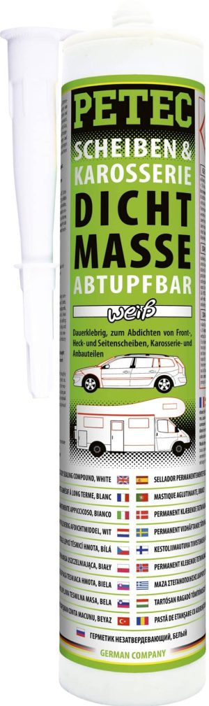 Scheiben- & Karosseriedicht- masse Petec Kartusche, Farbe weiß, Inhalt 310 ml