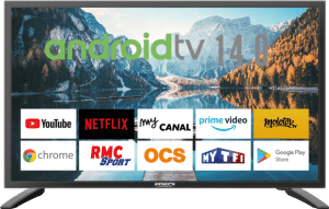 Téléviseur SMART TV 19 pouces Android 14.0 noir