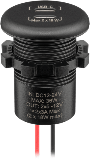 Chargeur double intégré 2 x USB-C, 18 W