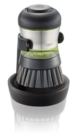 Spülmittelbürste mit Abtropfständer SWIFT schwarz / silber