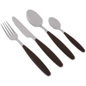 Set de couverts 16 pcs. acier inoxydable couleur marron