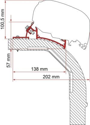 Markisenadapter für Markise F65 / F80 Kit Arca / Mobilvetta K-Yacht